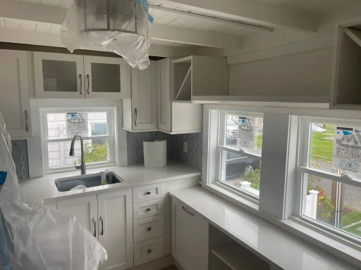 Tile work in a bathroom remodel